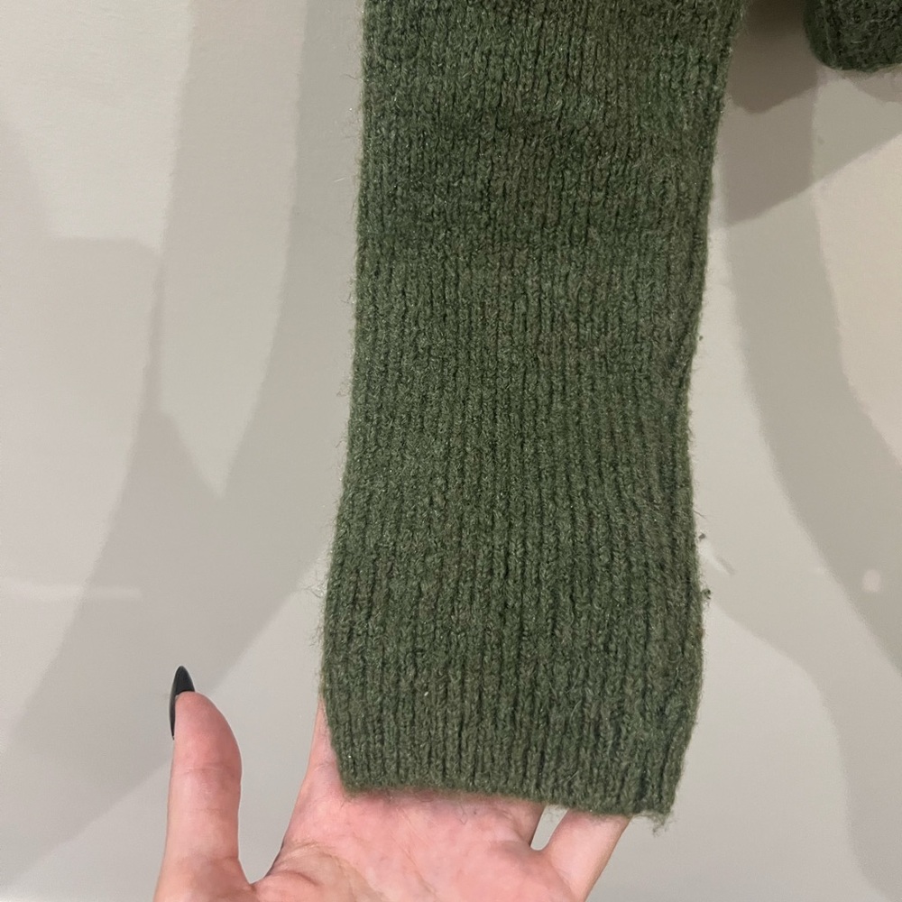 Zara Olive Green Ribbed Crop Sweater - Picture 4 of 5